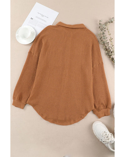 Azura Exchange Waffle Knit Button Up Casual Shirt - M