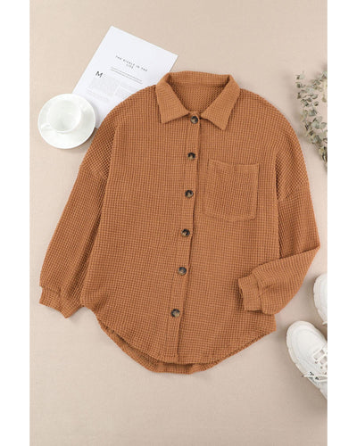 Azura Exchange Waffle Knit Button Up Casual Shirt - XL