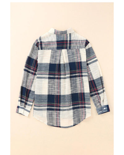 Azura Exchange Plaid Print Shirt with Distressed Raw Edge - L