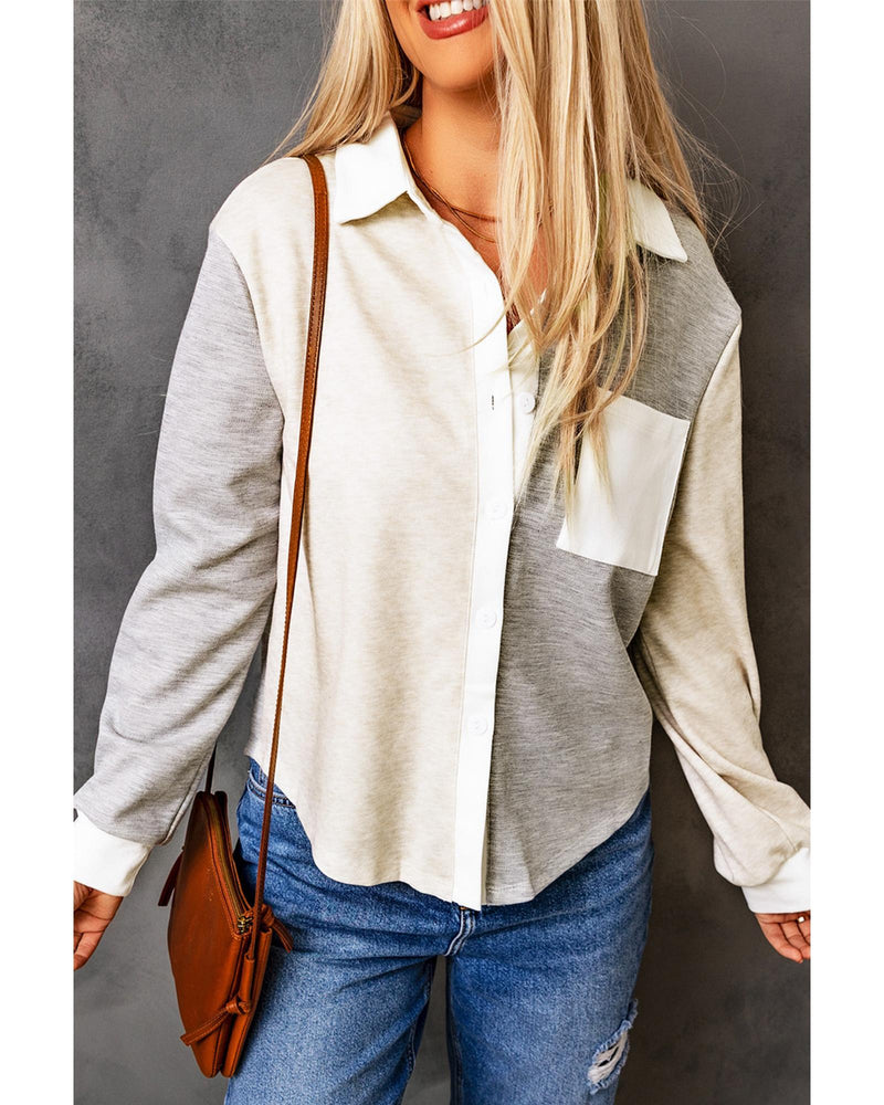 Azura Exchange Colorblock Knit Shirt with Contrast Trim - L