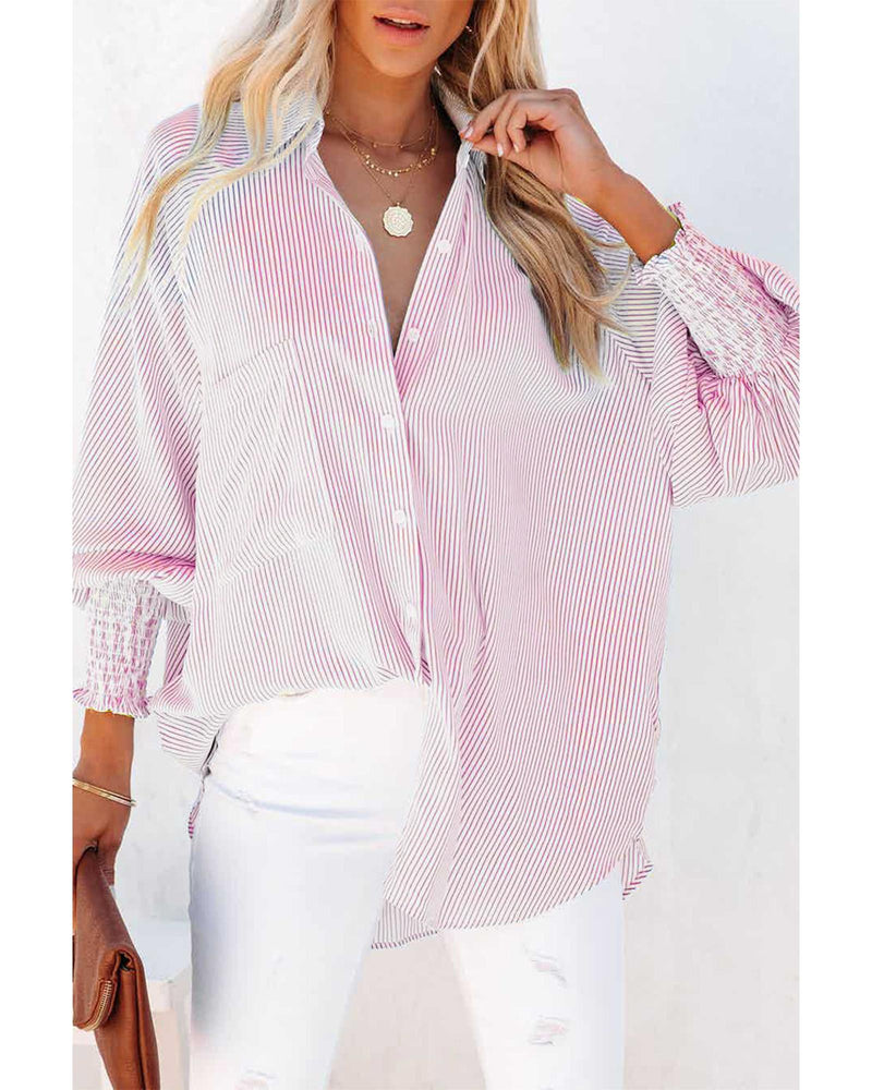 Azura Exchange Striped Boyfriend Shirt with Pocket - M