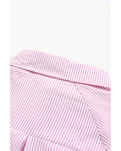 Azura Exchange Striped Boyfriend Shirt with Pocket - M