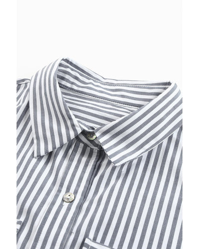 Azura Exchange Striped Long Sleeve Shirt with Pocketed Buttons - L