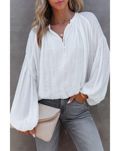 Azura Exchange V Neck Balloon Sleeve Shirt - M