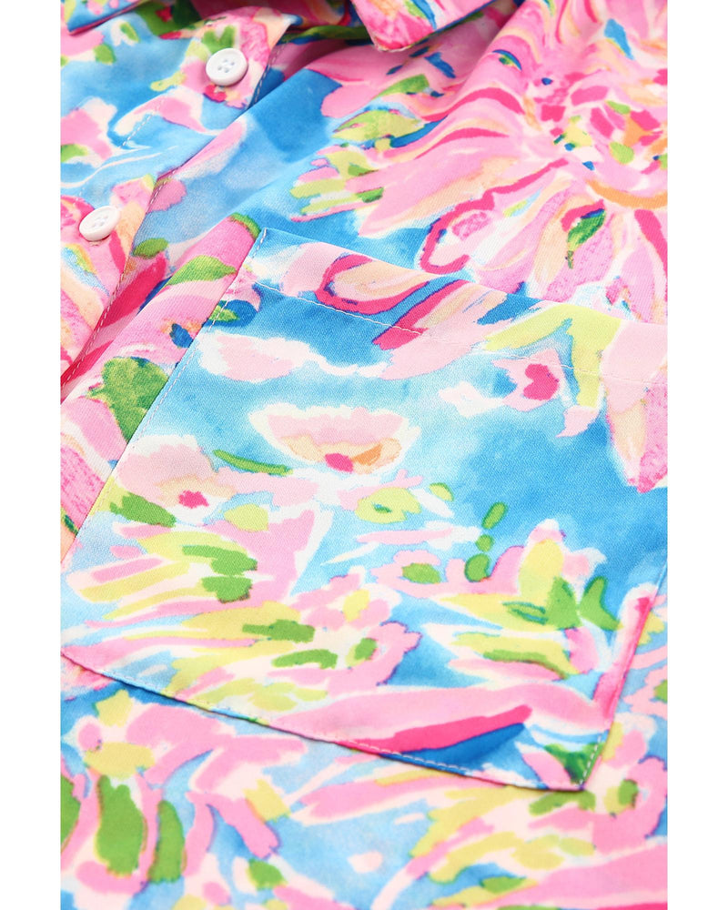 Azura Exchange Buttoned Sheath Long Sleeve Shirt with Abstract Floral Print - M