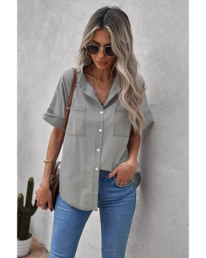 Azura Exchange Denim Shirt with Turn-down Collar - 2XL