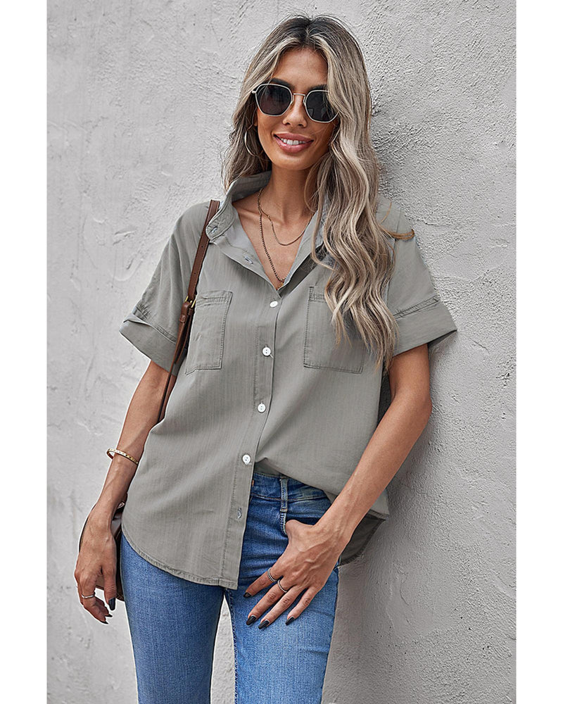 Azura Exchange Denim Shirt with Turn-down Collar - 2XL