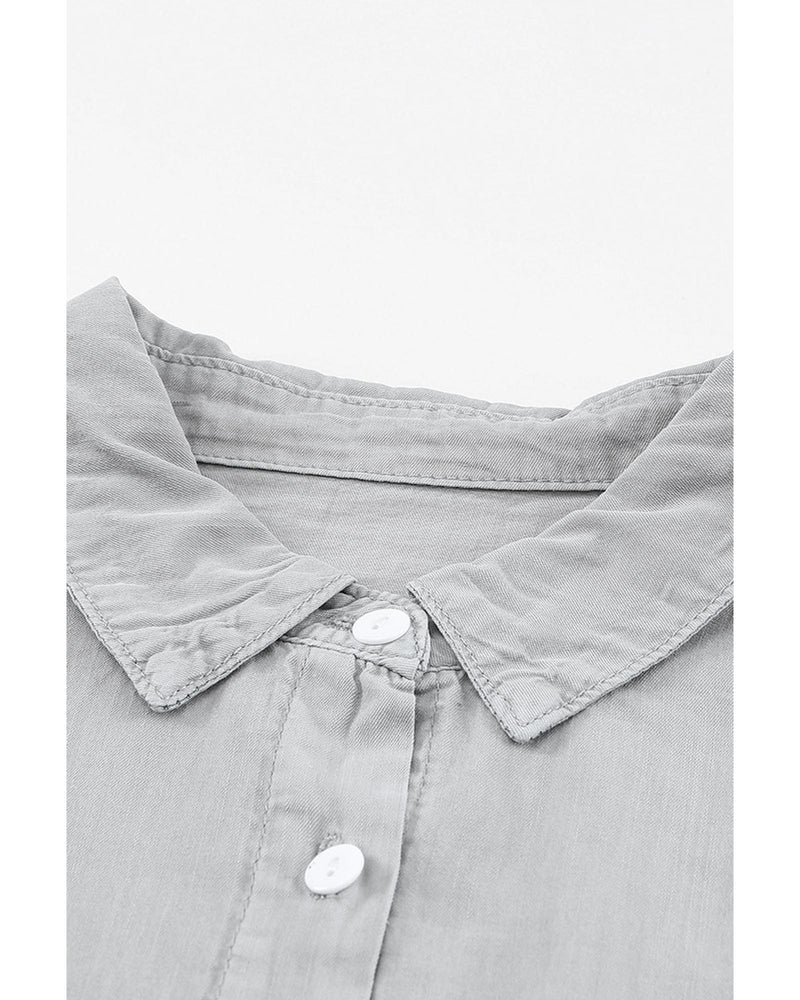 Azura Exchange Denim Shirt with Turn-down Collar - 2XL