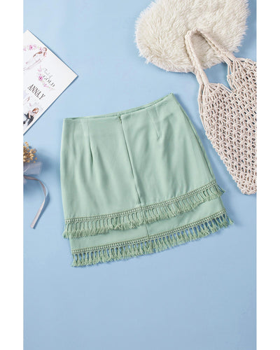 Azura Exchange Tassel Zip-up High Waist Mini Skirt - XL