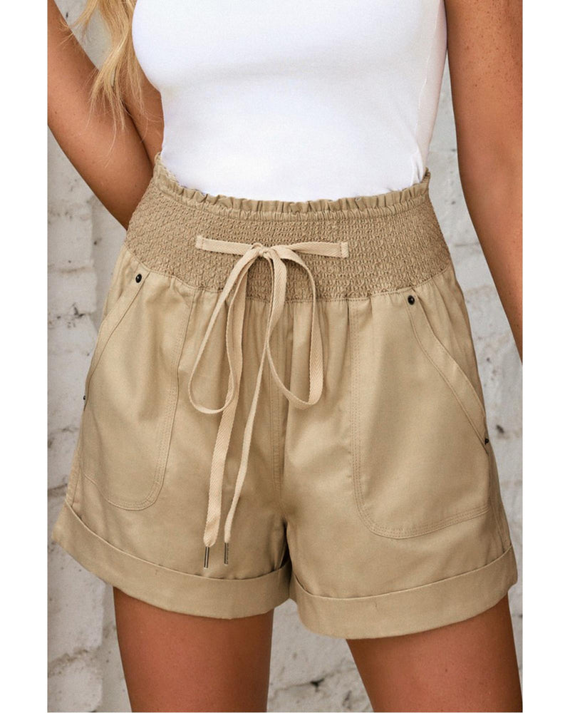 Azura Exchange Drawstring Khaki High Waist Shorts - L