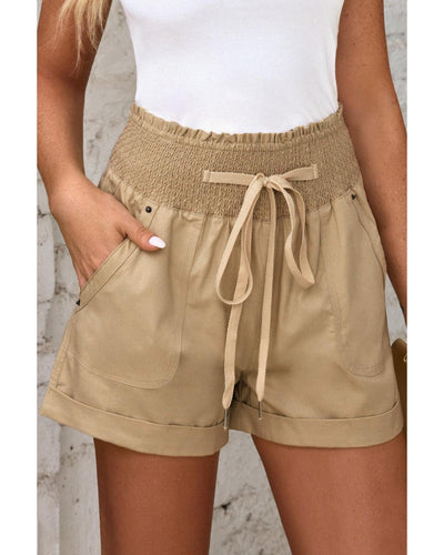 Azura Exchange Drawstring Khaki High Waist Shorts - L