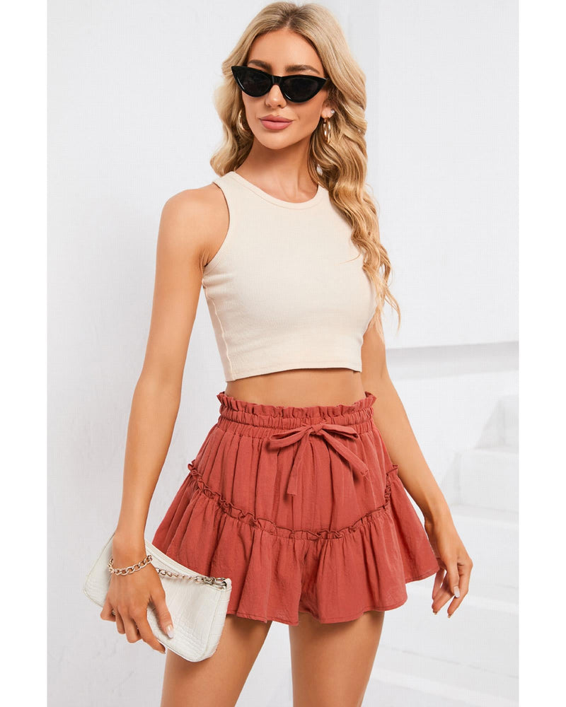 Azura Exchange Belted Frill Trim Casual Shorts - XL
