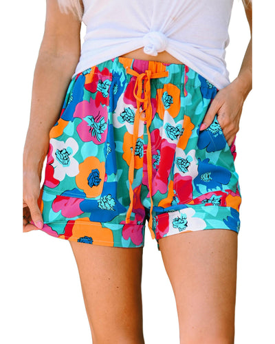 Azura Exchange Floral Print Drawstring Waist Casual Shorts - L