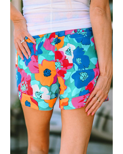 Azura Exchange Floral Print Drawstring Waist Casual Shorts - L
