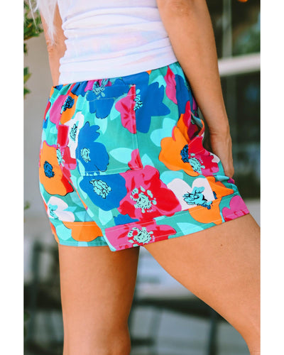 Azura Exchange Floral Print Drawstring Waist Casual Shorts - M