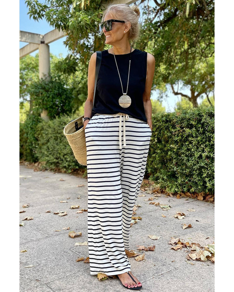 Azura Exchange Striped Wide Leg Pants - M