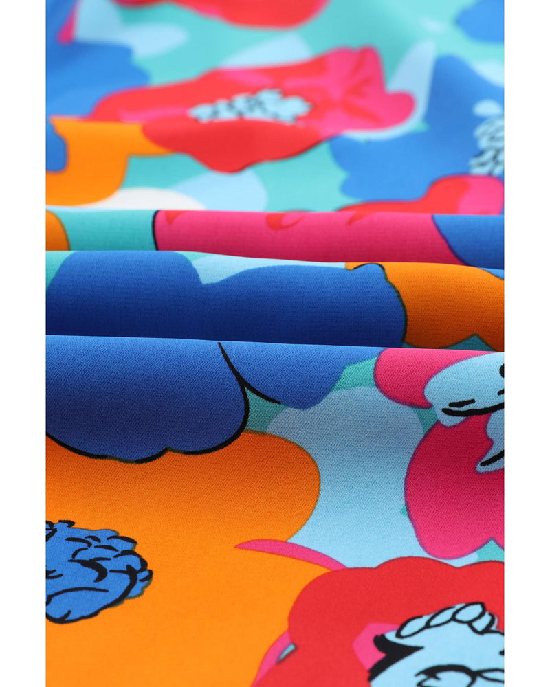 Azura Exchange Abstract Floral Print Drawstring Pants - M