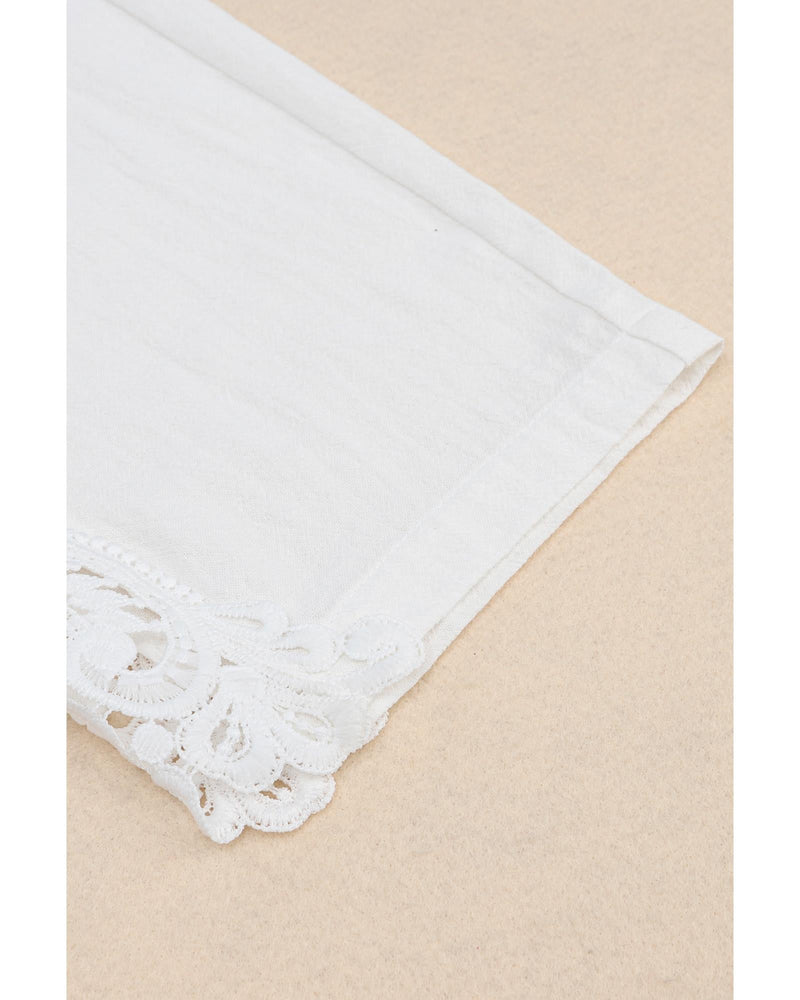 Azura Exchange Lace Splicing Drawstring Casual Cotton Pants - XL