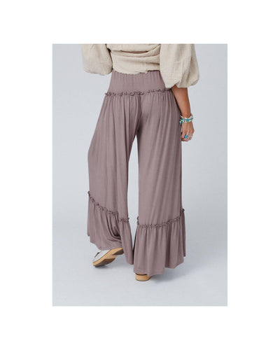 Azura Exchange Frilled Drawstring High Waist Wide Leg Pants - S