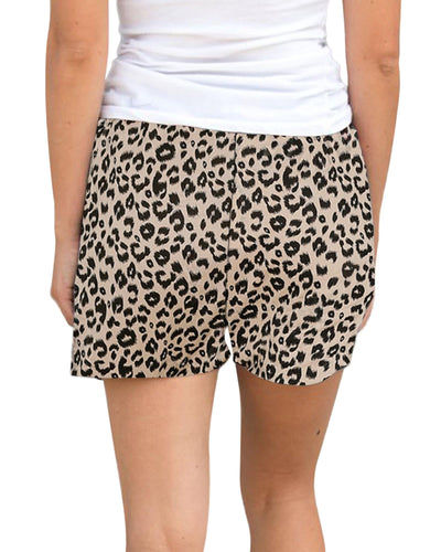 Azura Exchange Leopard Print Drawstring Waist Shorts - S
