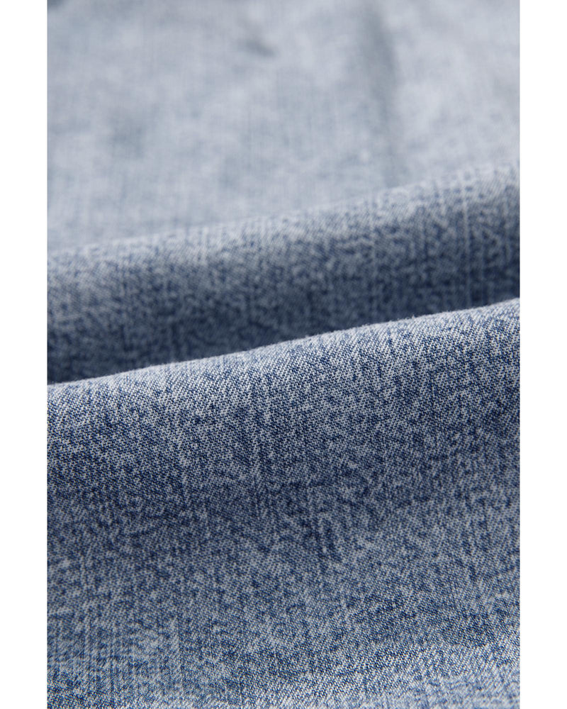 Ashleigh Blue Ruffled Shirred Neckline Sleeveless Denim Tank Top - L