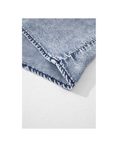 Ashleigh Blue Ruffled Shirred Neckline Sleeveless Denim Tank Top - M