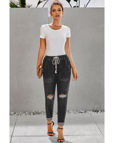 Azura Exchange Distressed Denim Jogger with Pocket Detail - 2XL