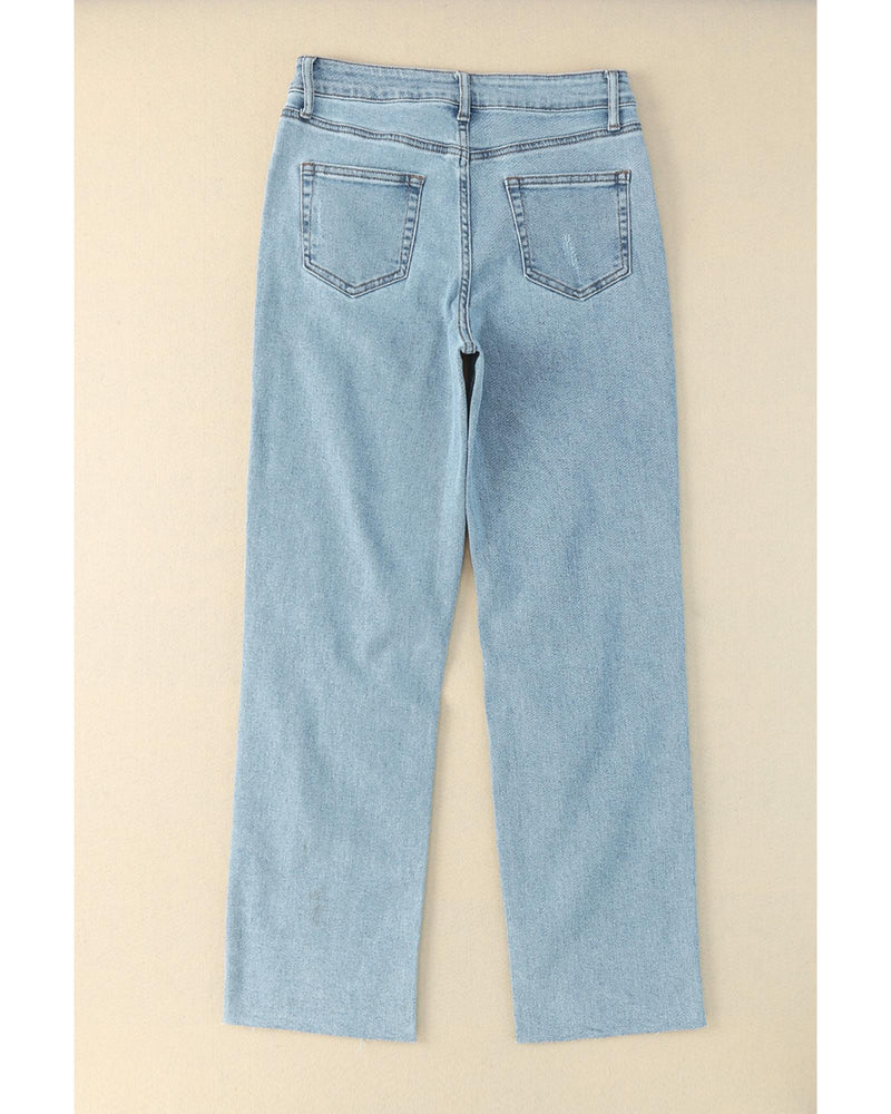 Azura Exchange Distressed Straight Leg Jeans with Frayed Hem - 10 US