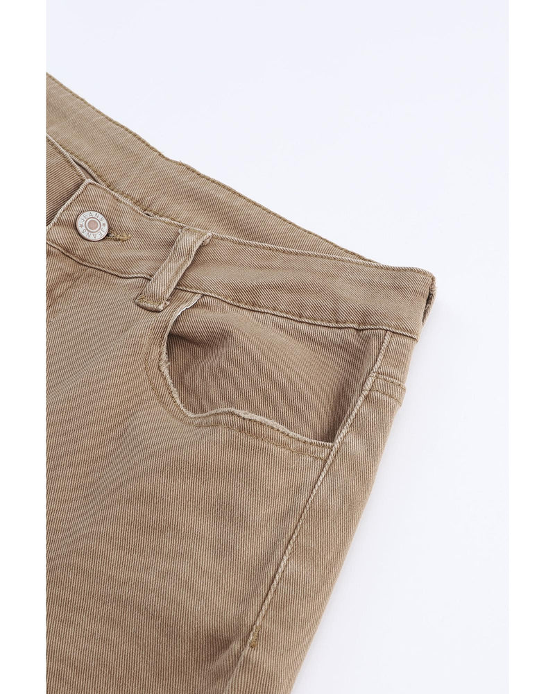 Azura Exchange Khaki High Waist Flare Jeans - 12 US