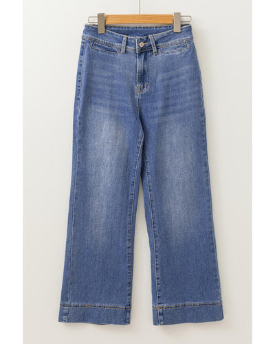 Ashleigh Blue Mineral Wash High Waist Bell Bottom Crop Jeans - 14 US