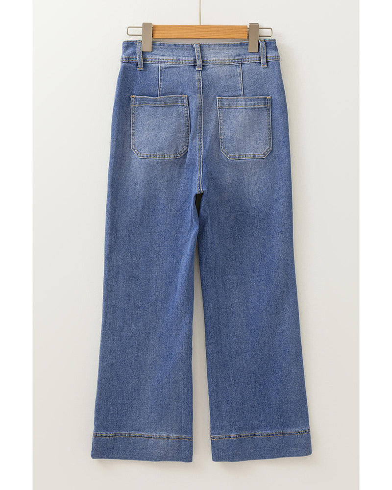 Ashleigh Blue Mineral Wash High Waist Bell Bottom Crop Jeans - 14 US