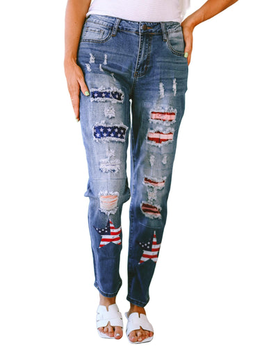 Azura Exchange American Flag Graphic Jeans - M