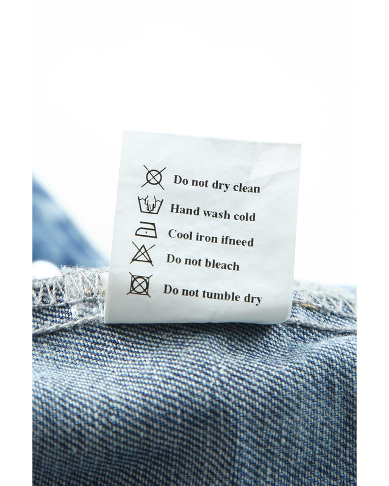 Azura Exchange Multicolor Aztec Print Frayed Hem Denim Jacket - S