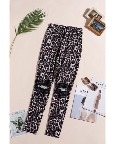 Azura Exchange Hollow Out Leopard Printed Skinny Leggings - L