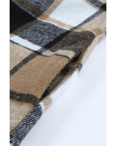 Azura Exchange Plaid Print Buttoned Shirt Jacket - 2XL