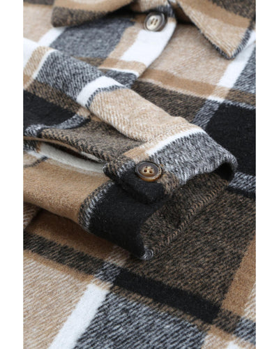 Azura Exchange Plaid Print Buttoned Shirt Jacket - 2XL