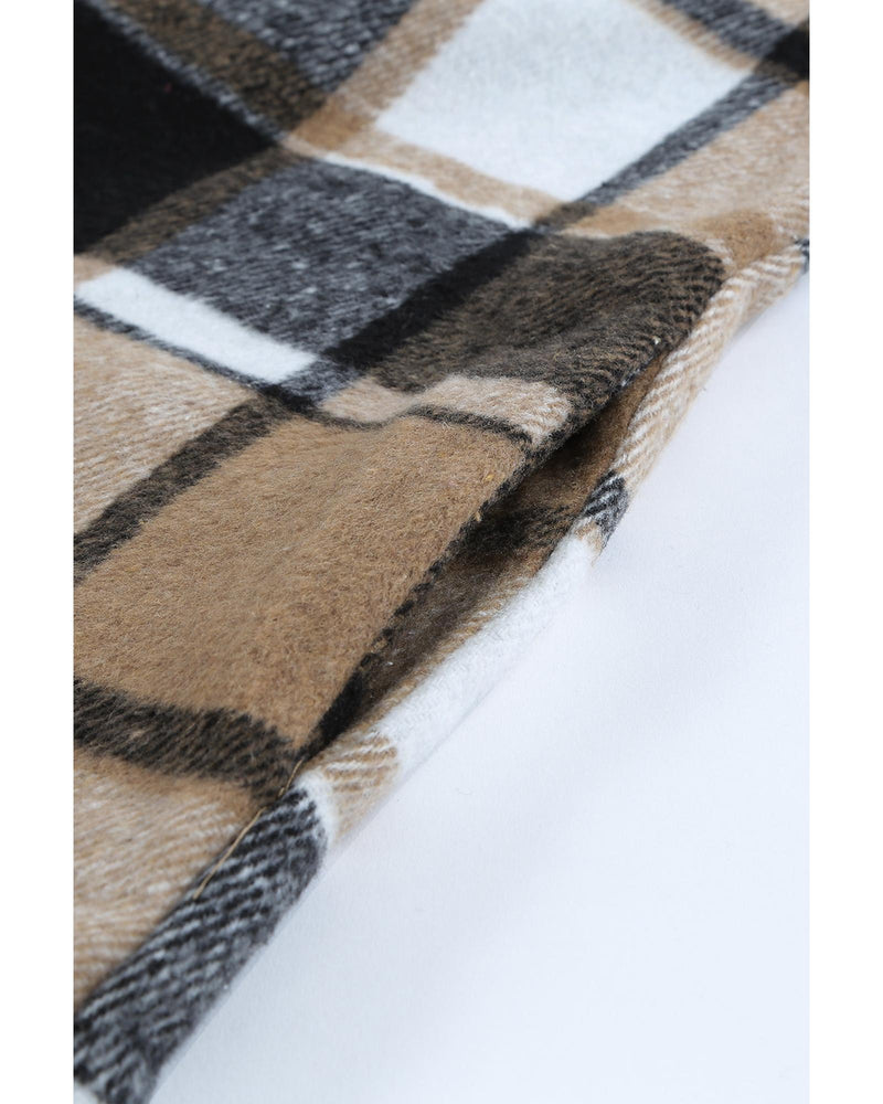 Azura Exchange Plaid Print Buttoned Shirt Jacket - S