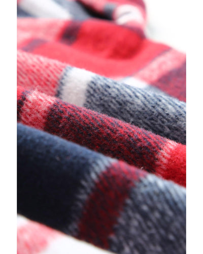 Azura Exchange Red Hooded Plaid Button Front Shacket - M