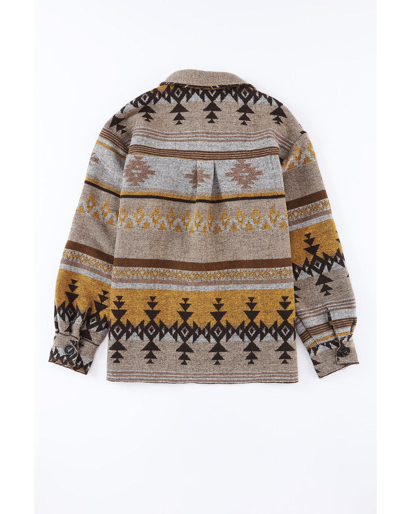 Azura Exchange Brown Western Aztec Print Jacket - L