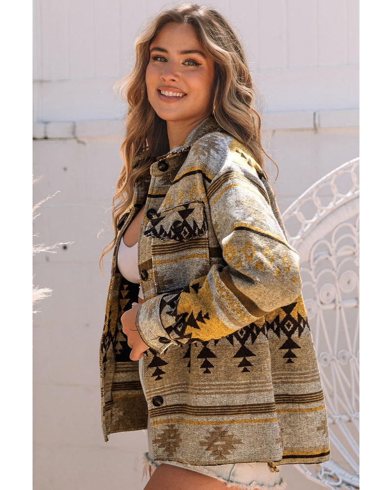 Azura Exchange Brown Western Aztec Print Jacket - S