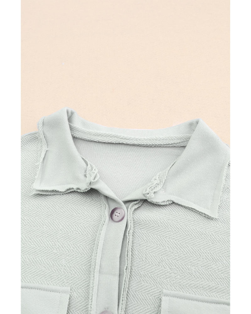 Azura Exchange Gray Contrast Flap Pockets Relaxed Shacket - L