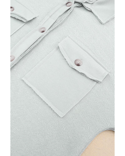 Azura Exchange Gray Contrast Flap Pockets Relaxed Shacket - L