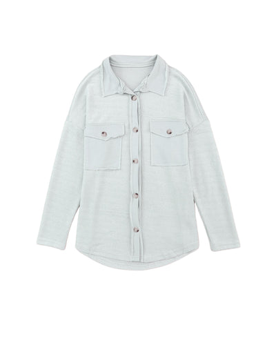 Azura Exchange Gray Contrast Flap Pockets Relaxed Shacket - XL