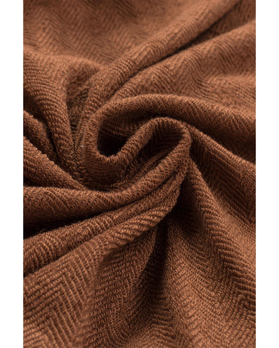 Azura Exchange Brown Contrast Flap Pockets Relaxed Shacket - L