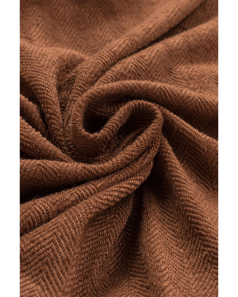 Azura Exchange Brown Contrast Flap Pockets Relaxed Shacket - L