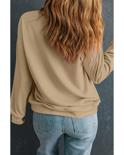 Apricot Bow Turkey Printed Plus Size Pullover Sweatshirt - 1X