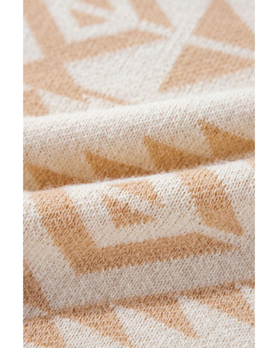 Apricot Plus Size Western Aztec Print Loose Sweater - 4X