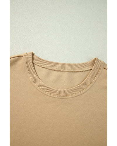 Apricot Color Block Patchwork Ruffled Plus Size Mini Dress - 4X