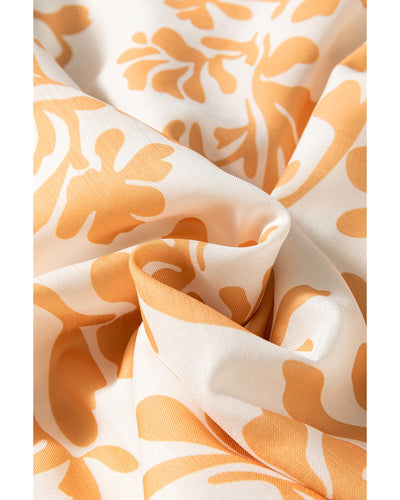 Apricot Floral Print Puff Short Sleeve Resort Plus Size Maxi Dress - 2X