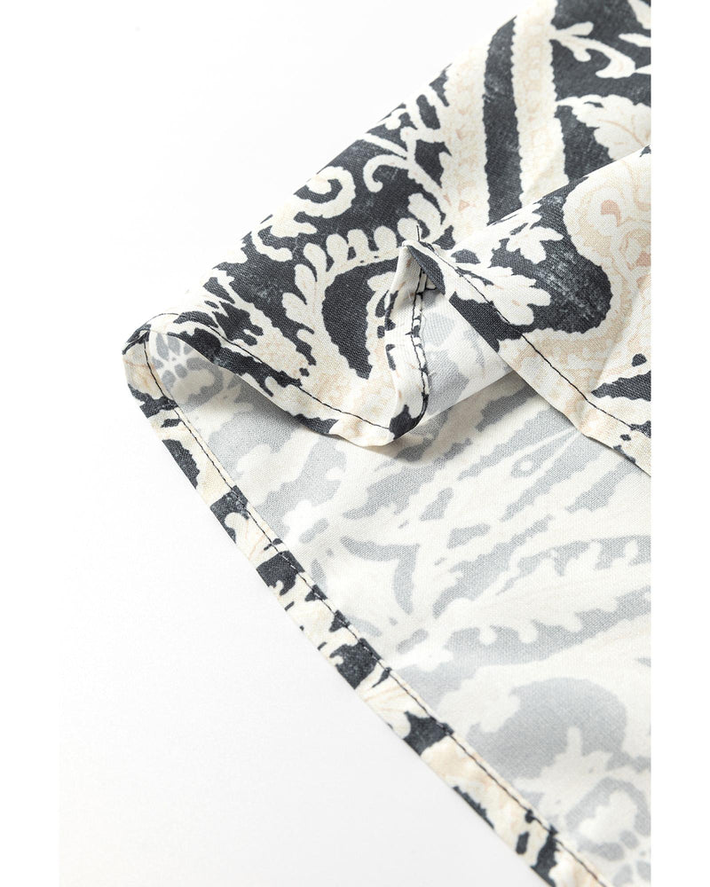 Azura Exchange Black Plus Size Geometric Ethnic Print Drawstring Wide Leg Pants - 4X